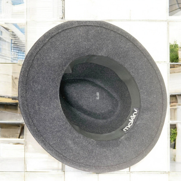 Vintage Makins New York Black Trilby Teardrop 100% Wool Felt Fedora Hat 4384 - Picture 5 of 9